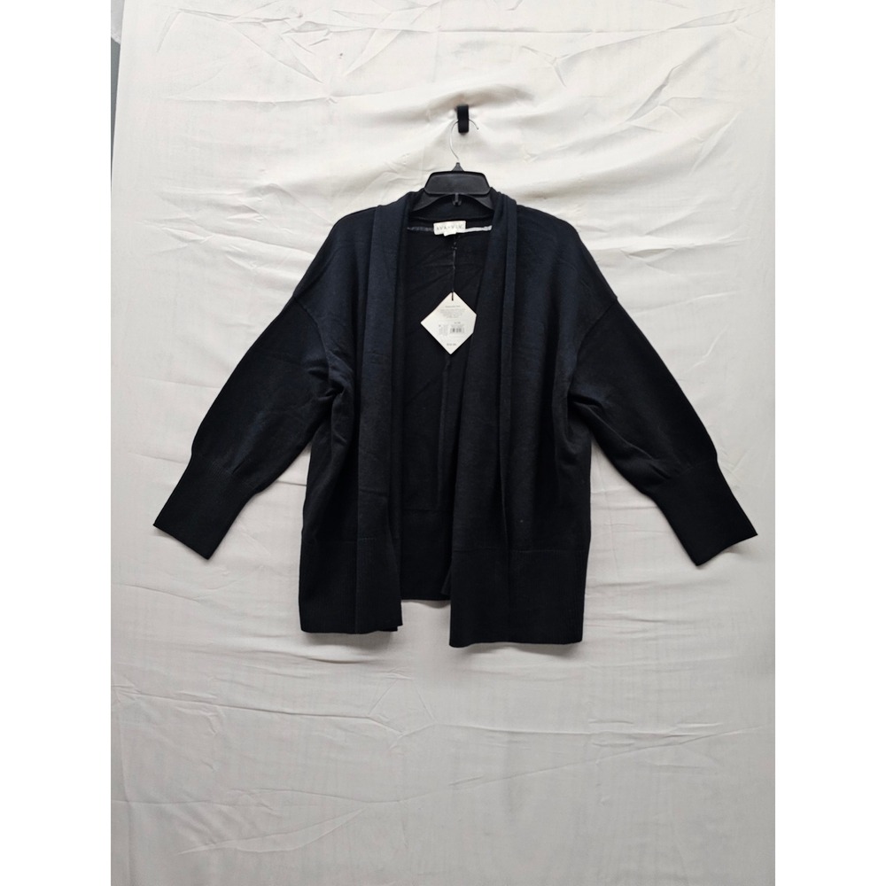 Ava & Viv Womens Open Front Cardigan Black Cotton Blend Casual Size 1X